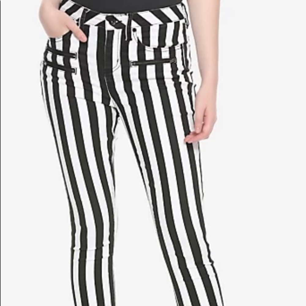 TKI Black & white striped pants Hot Topic